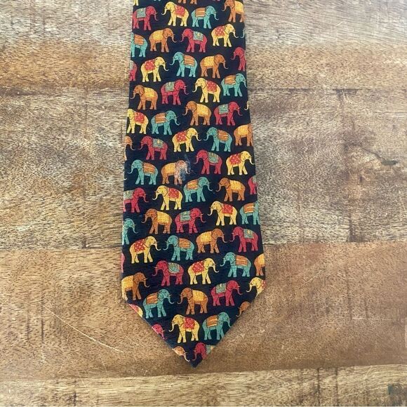 Paul Frederick bohemian elephant all silk neck tie - Picture 4 of 4